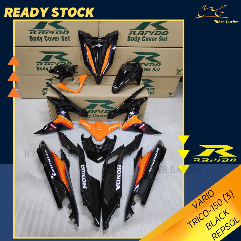 Ready Stock Rapido Cover Set Honda Vario Trico Black Repsol