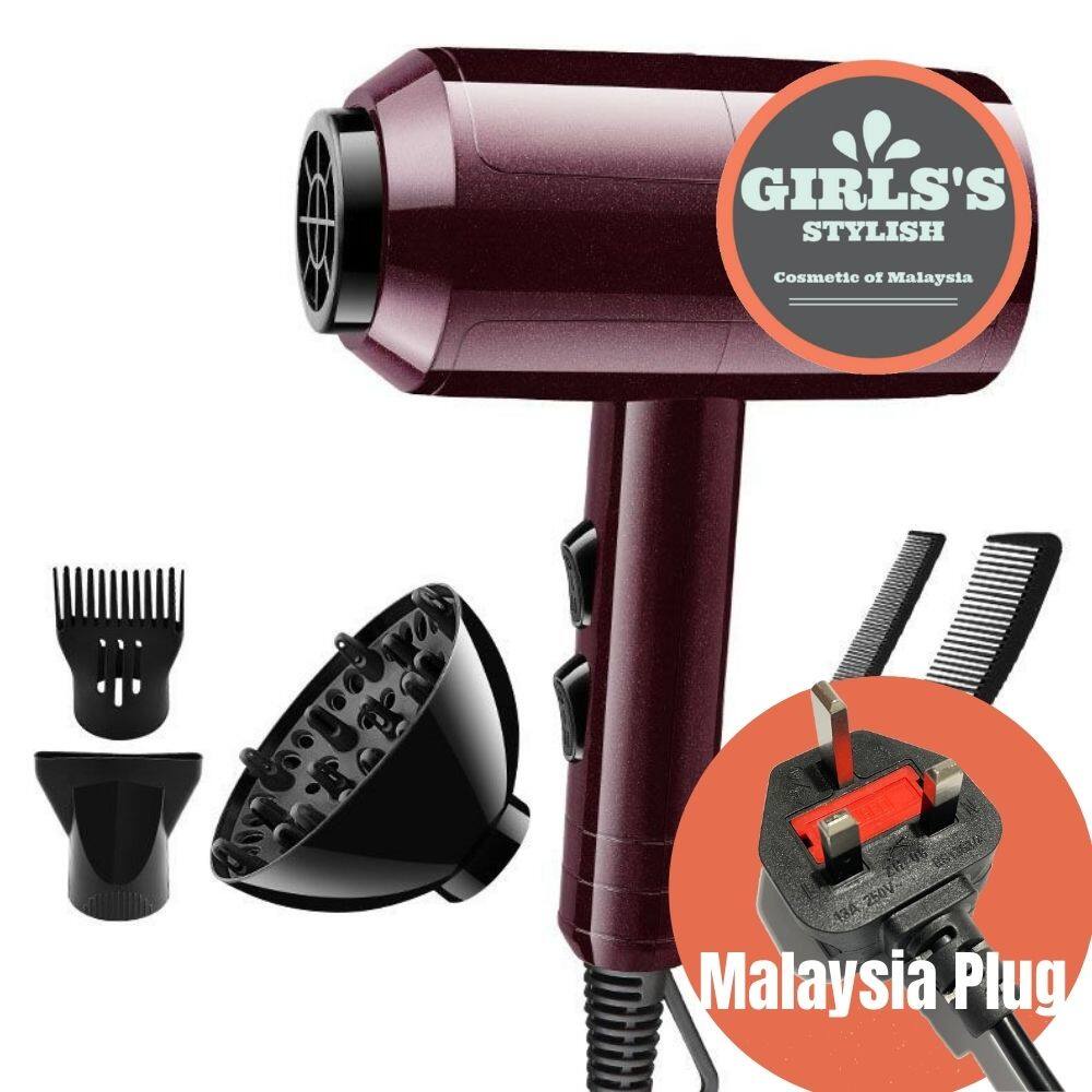 FREE GIFT (Malaysia Plug) Deliya (Hammer) Professional 2200W Strong Dry Care Wind Ionic Stylish Travel Hair Dryer