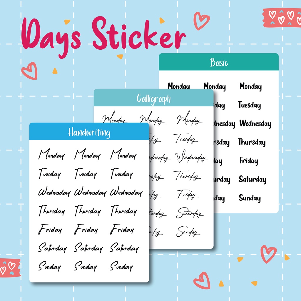 Days Wording Planner Sticker | label sticker for planner
