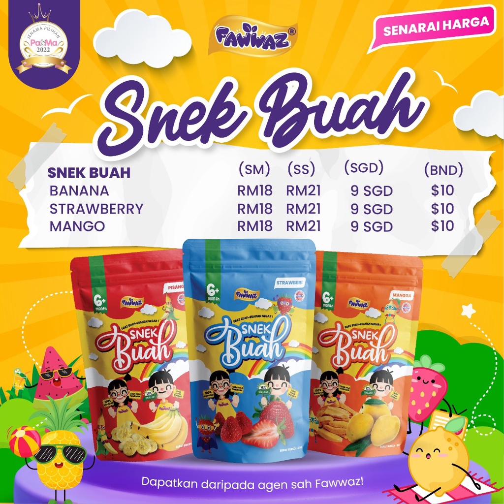 Snek Buah Pisang Snek Buah Strawberi Snek Buah Mangga Dan Puff Cheezy