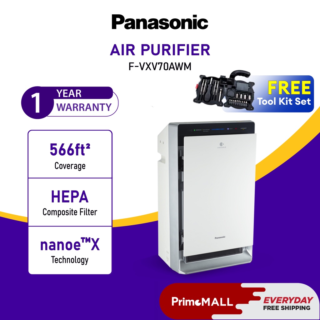 PANASONIC FVXV70A NANOEX AIR PURIFIER FVXV70AWM WITH HEPA FILTER
