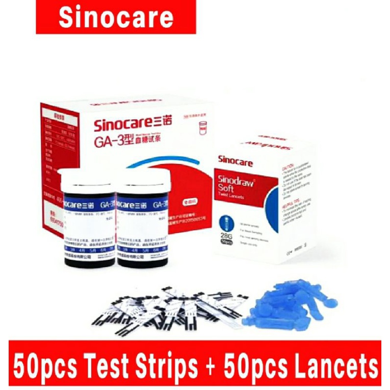 Sinocare GA-3 Blood Glucose Sugar Test Strips + Free Lancets (Exp:1/2026)