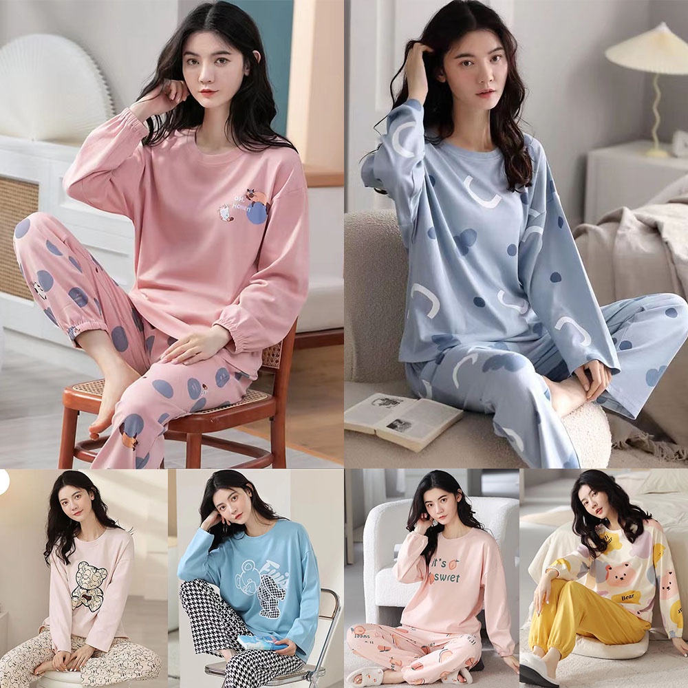 PlusSize M-5xl Women Pyjamas Baju Tidur Perempuan Pajamas SleepwearLong ...
