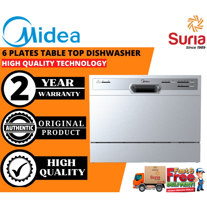 (Free Delivery)Midea 6 Place Settings Table Top Dishwasher  Mesin Pencuci Pinggan Mesin Basuh Pinggan 洗碗机 WQP6-3607