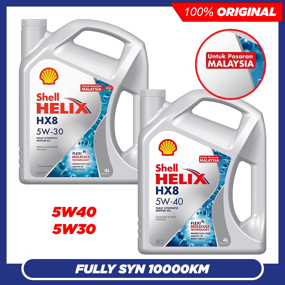 (Untuk Pasaran Malaysia) Shell Helix HX8 5W30 5W40 Fully Synthetic ...