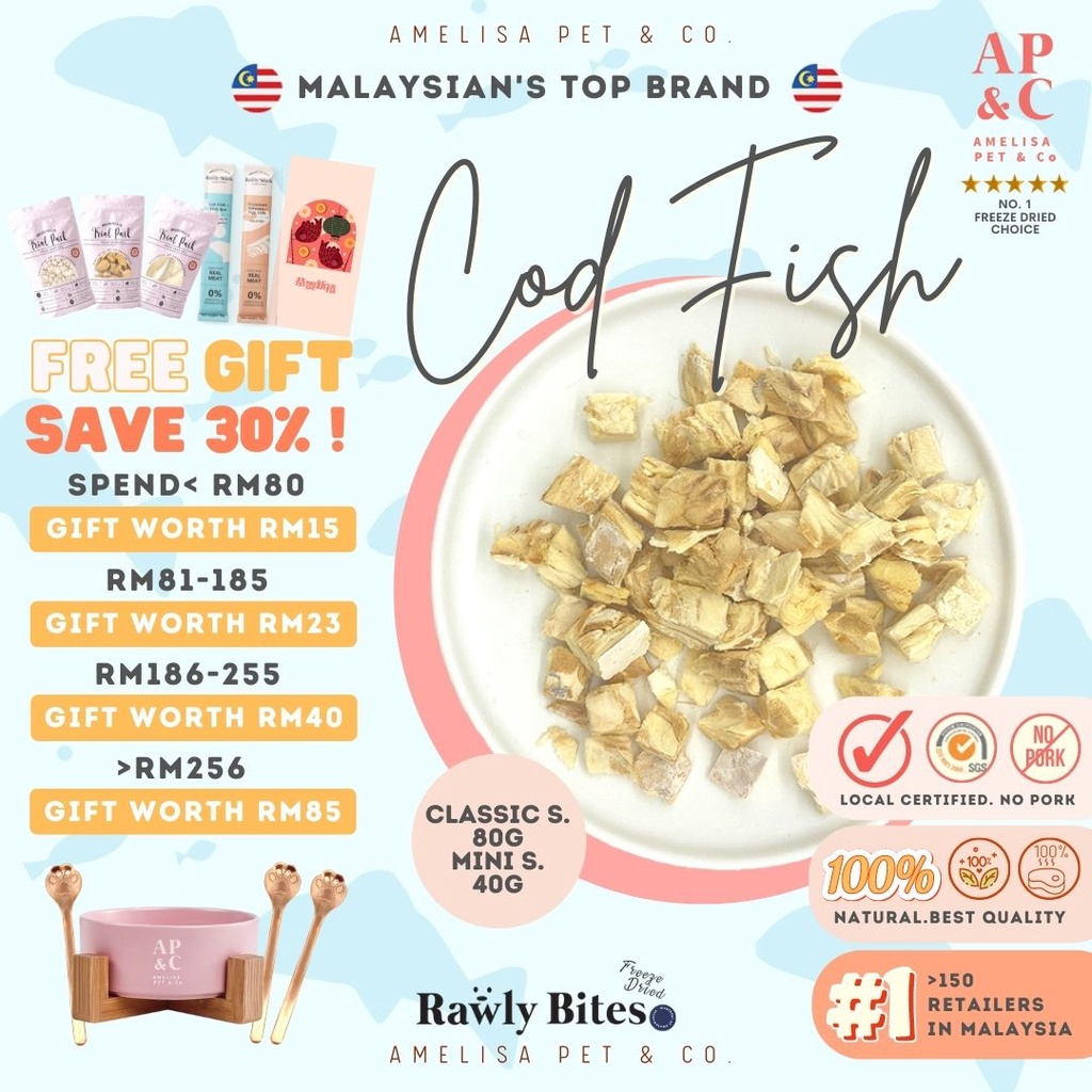 Amelisa Pet & Co. Freeze Dried Treats Cod Fish Classic Series 80g