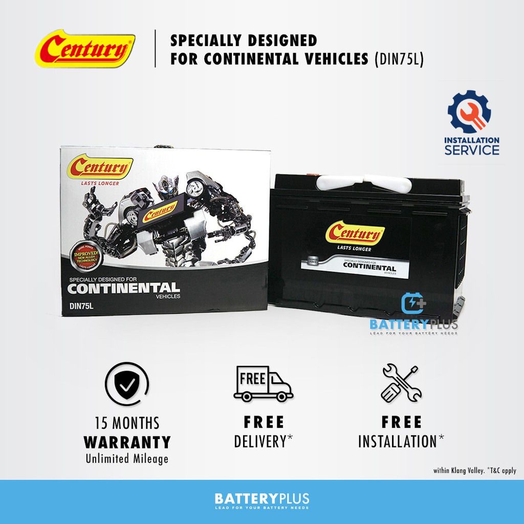 [ Installation Provided ] DIN75L | DIN75 | LN3 Century Continental (SDFC) MF Car Battery Bateri Kereta Hilux | Ranger