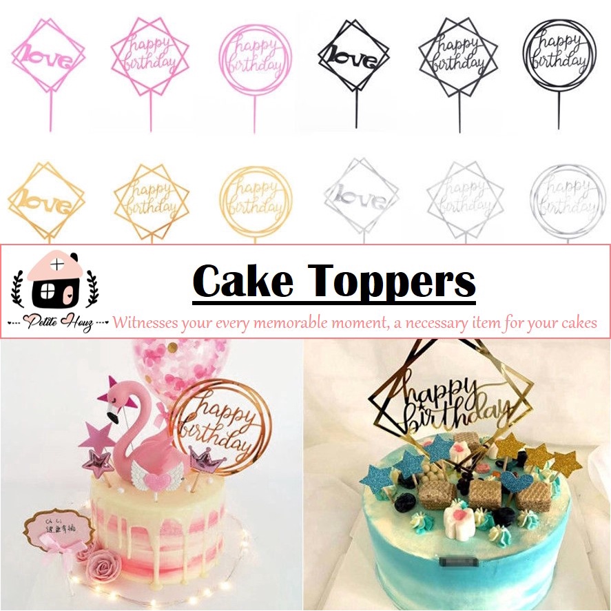 [Petite Houz] Cake Topper Birthday Topper/ Anniversary/ Selamat Bertunang/ Anniversary/ Mr & Mrs/ Bride To Be 蛋糕插旗插牌