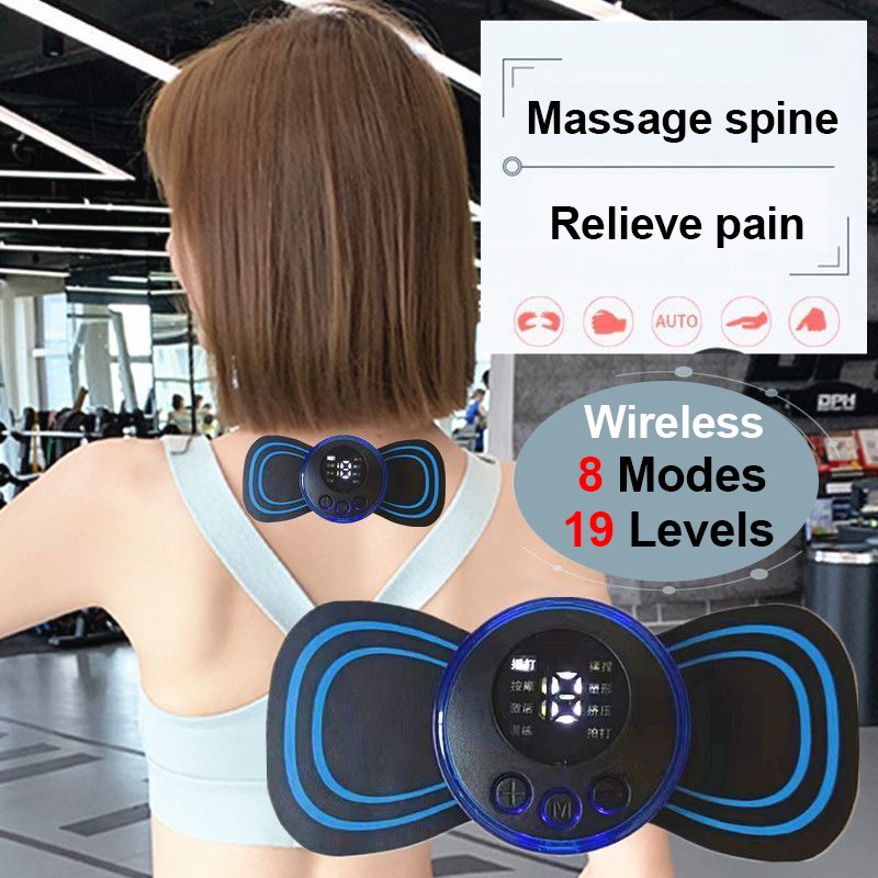 EMS Electric Neck Cervical Massage Stickers USB Rechargeable Stimulator Neck Hump Vertebra Physiotherapy Instrument Muscle Relief Pain Gel Pads Body Massager