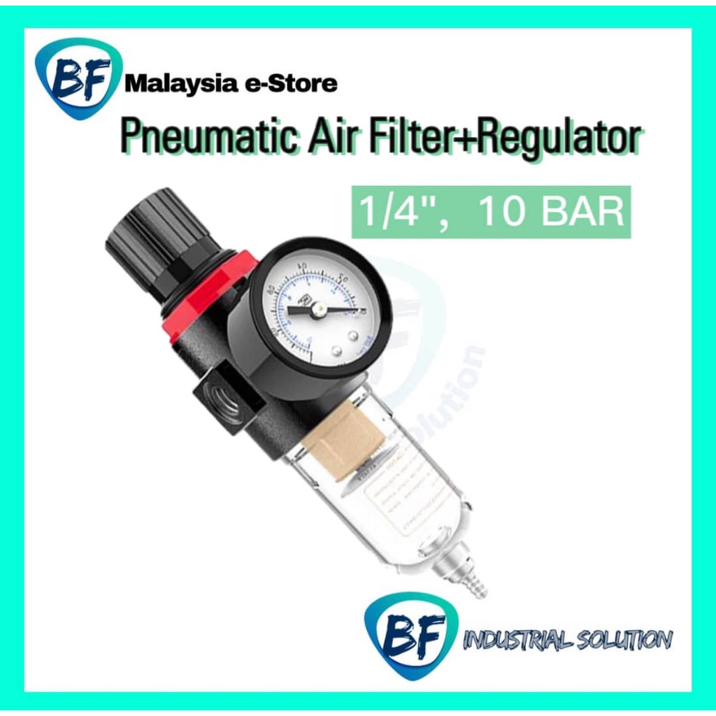 Air Filter + Regulator 1/4"+Gauge and bracket, Water Filter Gauge
