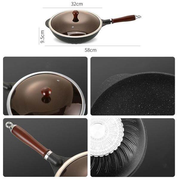 FREE GIFT idrop 32CM Non Stick 5 Layer Scratch Resistant Frying Cooking Wok with