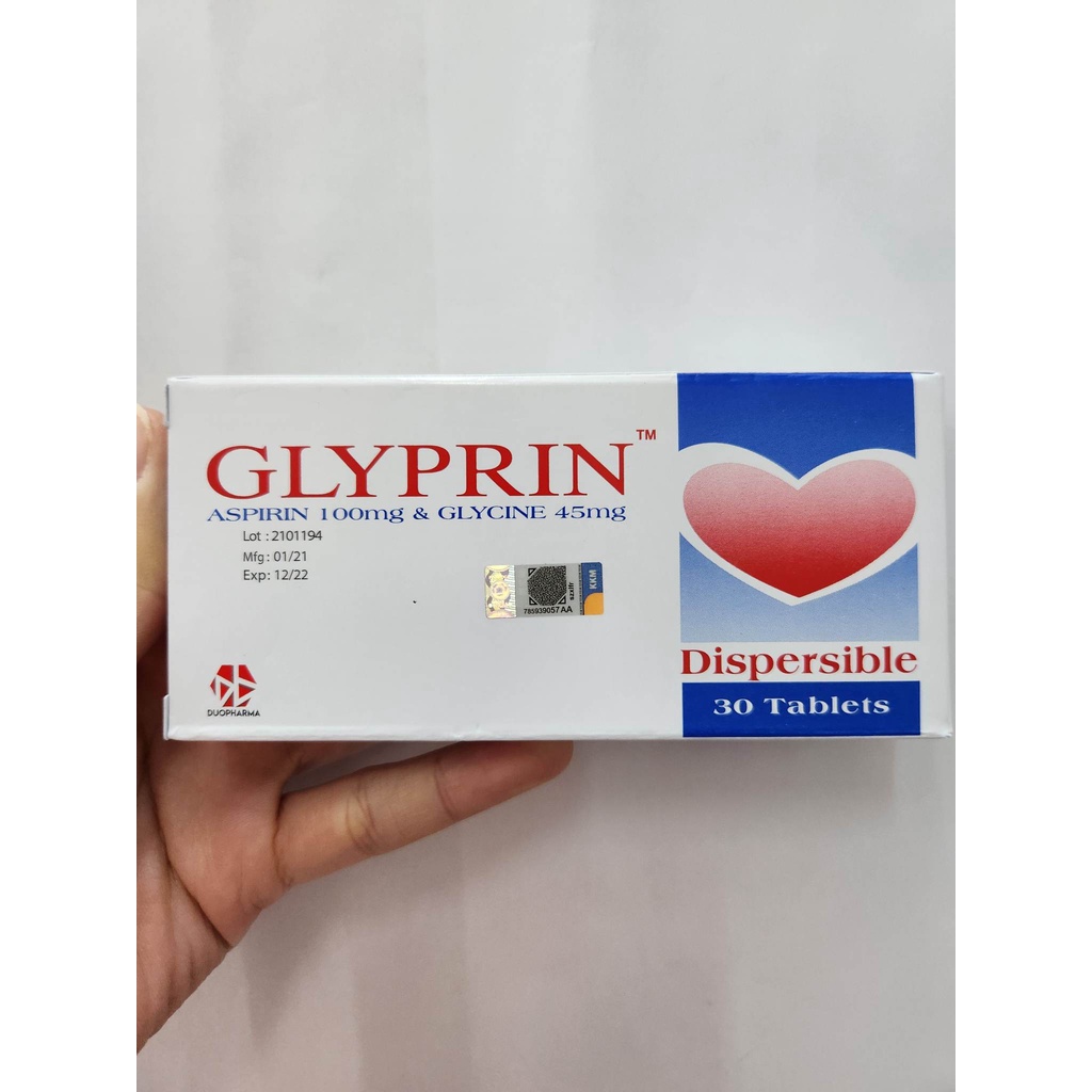 (CLEARANCE EXP31/12/2022) GLYPRIN (ASPIRIN 100MG & GLYCINE 45MG) TAB