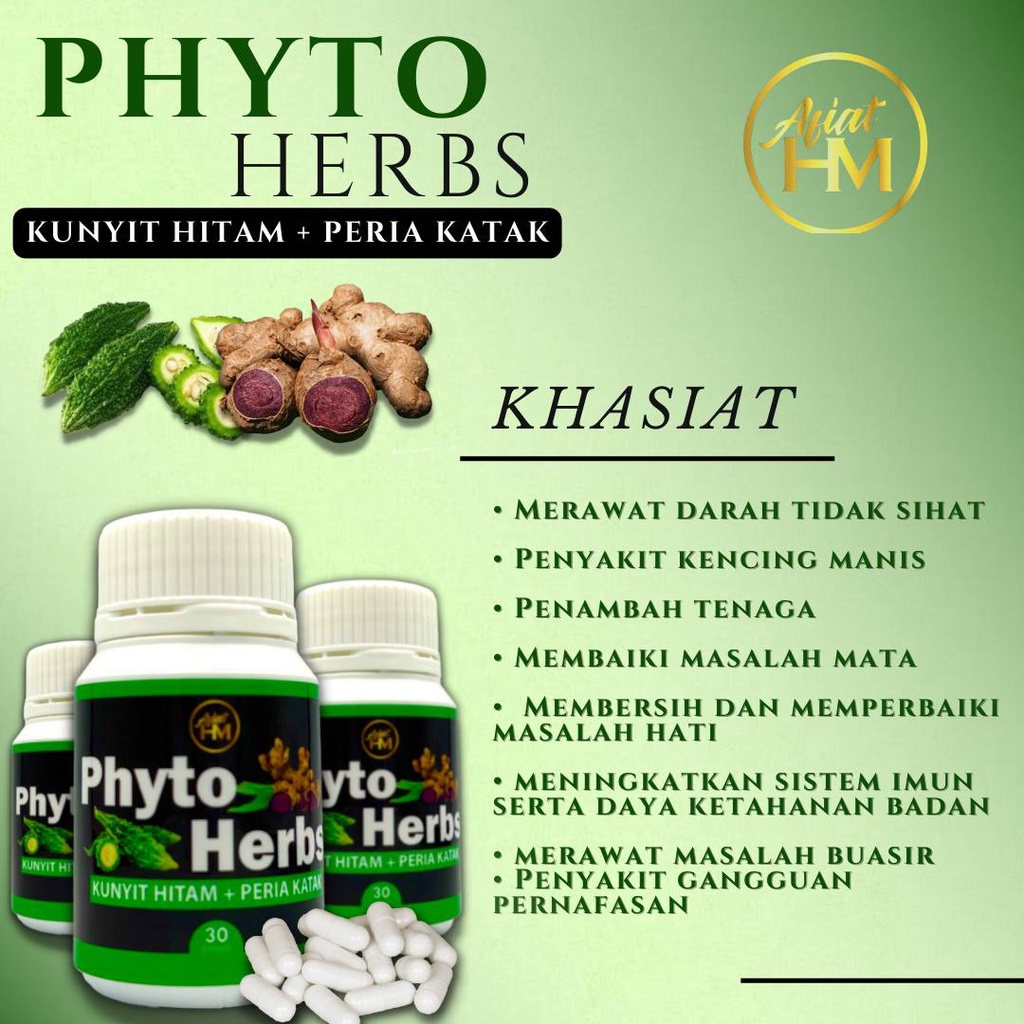 phyto herbs original ( kapsul peria katak + kunyit hitam ) Shopee