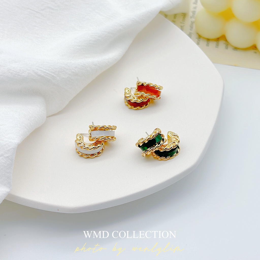 WMD14k Gold Plated Real gold plating INS retro temperament Earring INS新款巴洛克宫廷风复古气质（READY STOCK