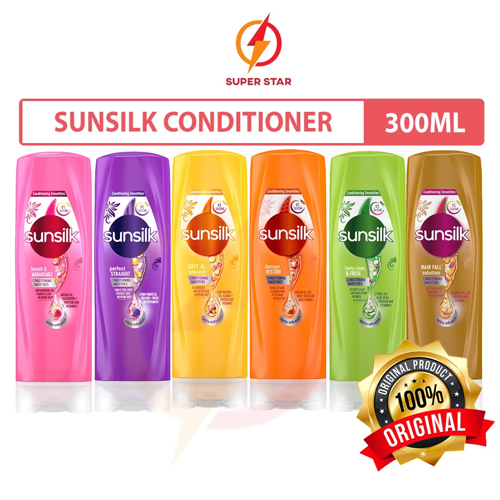 Sunsilk Conditioner 300ml Smooth Manageablesoft Smoothlively Clean Freshperfect Straight 5347