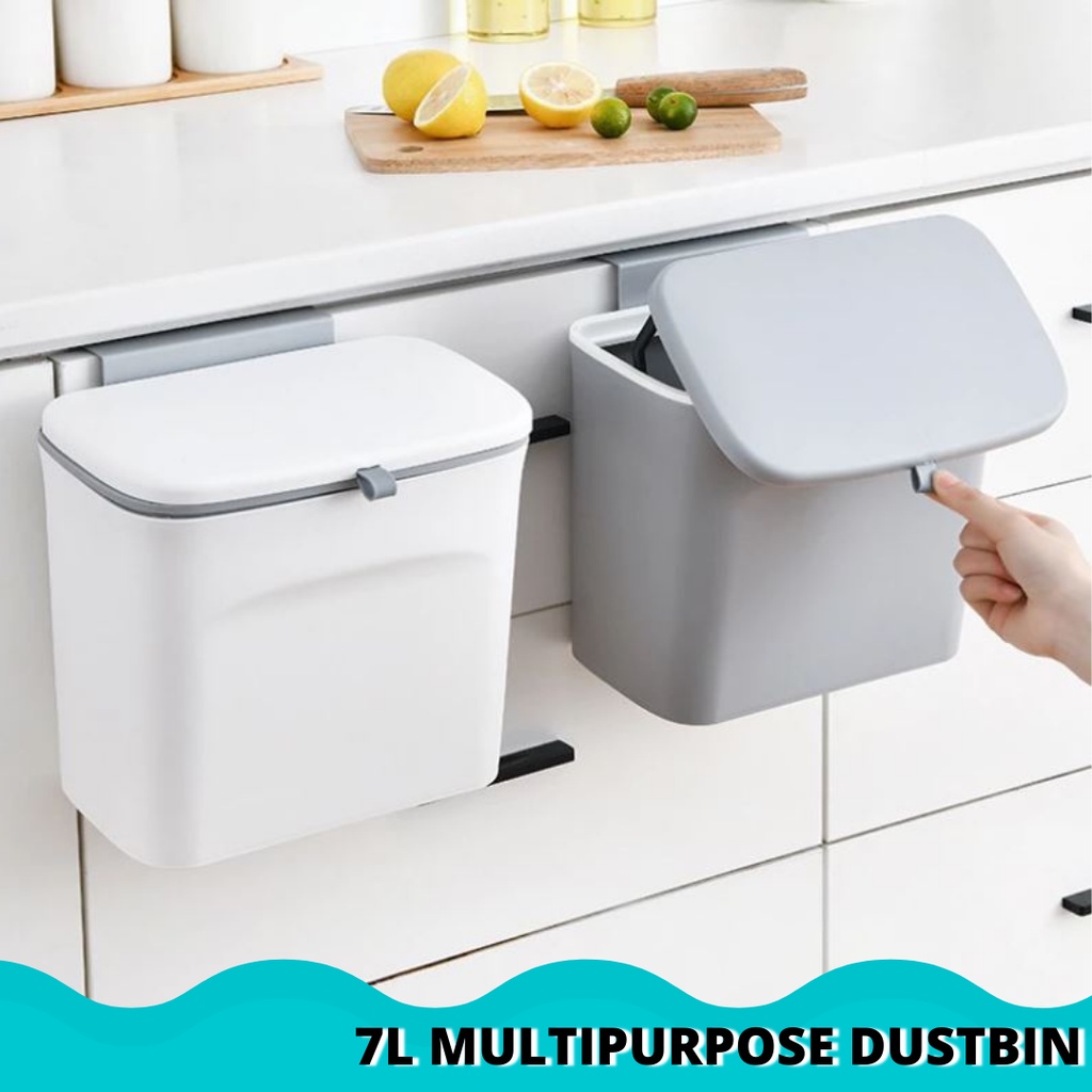 7L RUBBISH BIN MULTIPURPOSE HANGING WALL MOUNTED BIN KITCHEN WASTE
