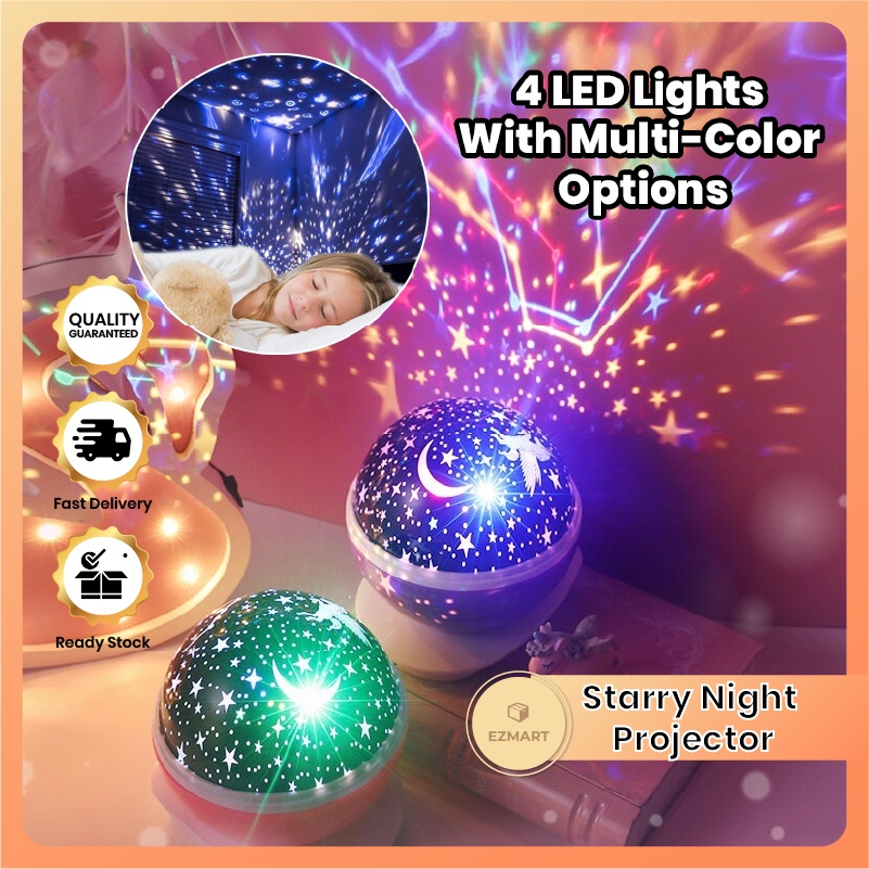 Starry Light LED Projector Star Moon Night Lamp Table Bedroom Light 星空灯 Lampu Hiasan Bilik Tidur Malam 360° Rotation