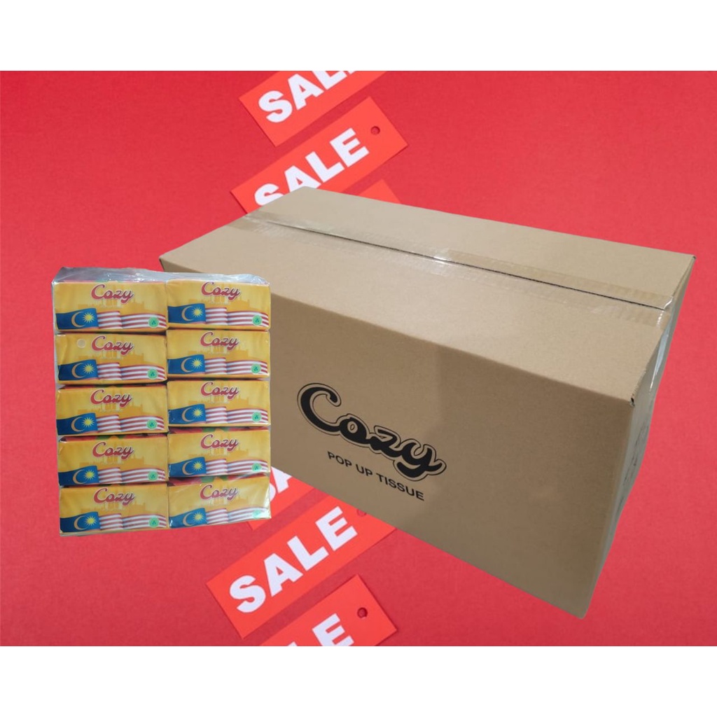 Cozy 3ply pop up tissue / Soft Facial Tisu [50PACKS X 250sheets] CARTON / READY STOCK