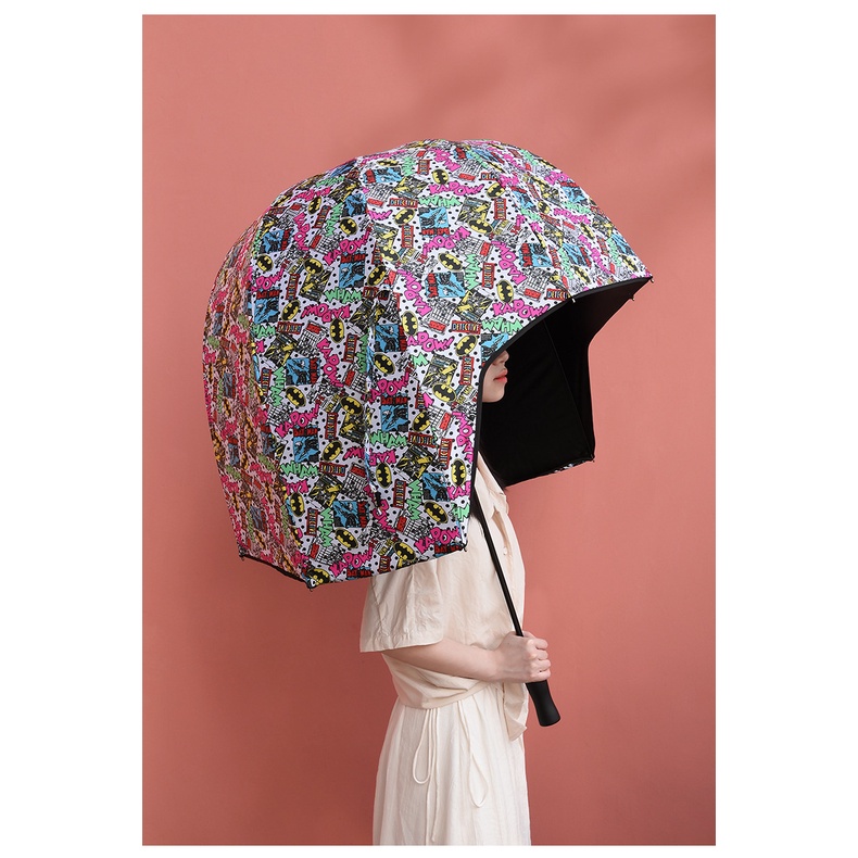 [Ready Straw] Cute Helmet Umbrella Rain Or Dual-Use Sunscreen Net Children Sunshade Couple Double Outdoor Transparent Foldable