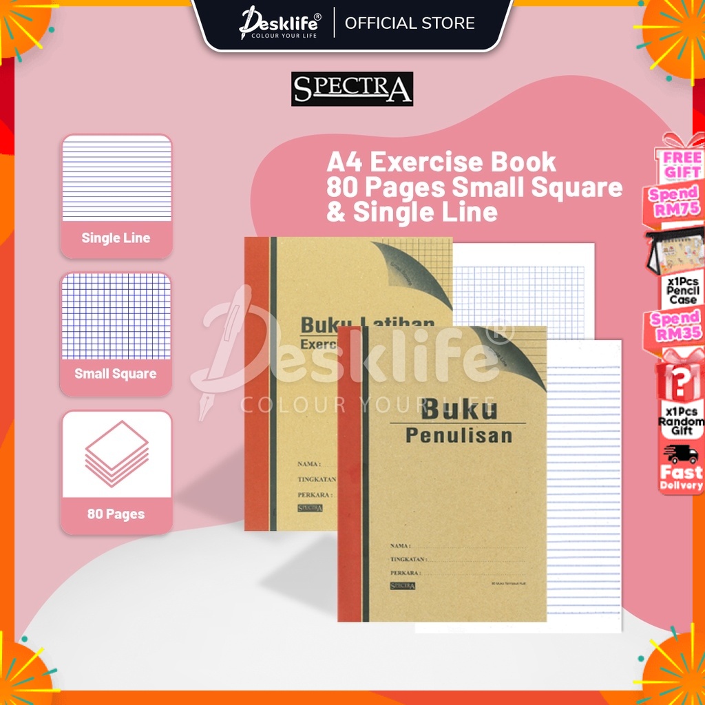 Desklife Spectra A4 Exercise Book Buku Nota Latihan Penulisan Notebook ...