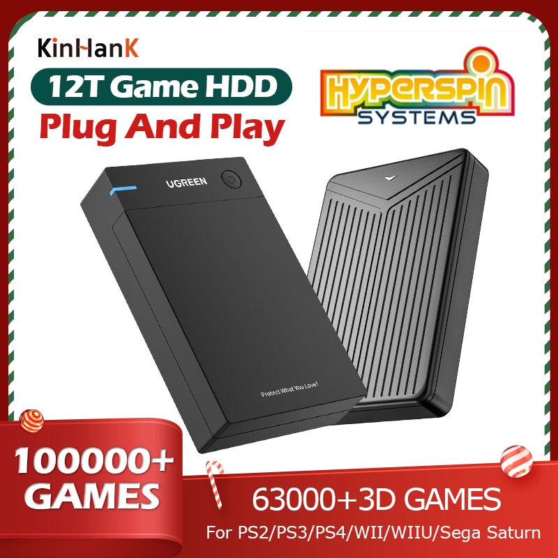 Hyperspin HDD With 100000 Retro Games For PS4 PS3 PS2 Wii Wiiu SS Game Cube N64 Portable Game 