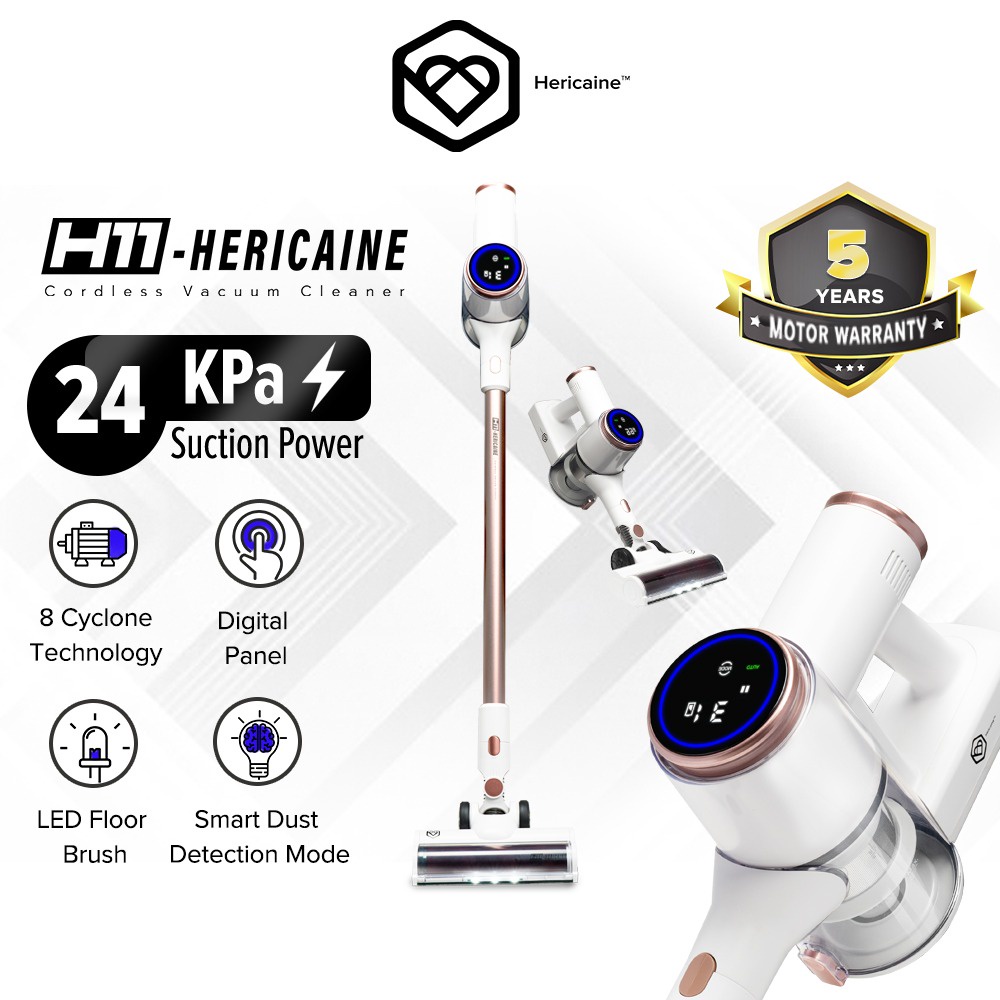 Hericaine Cordless Led Light Vacuum Cleaner 2024 New Model H10 H11