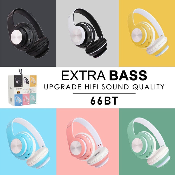 FREE GIFT Sony 66BT Macaroon Bluetooth Headphone Sony Candy Series Extra Bass Wireless Headp