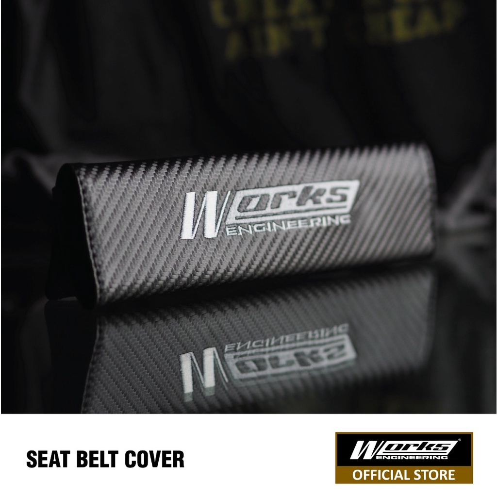 Works Engineering Carbon Look Fabric Seat Belt Shoulder Pad Cover (1