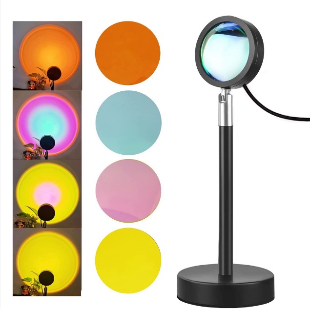 [LOCAL SELLER] EXTRA GIFT ITALIAN USB RAINBOW SUNSET RED PROJECTOR LED NIGHT LIGHT SUN PROJECTION DESK LAMP FOR BEDROOM