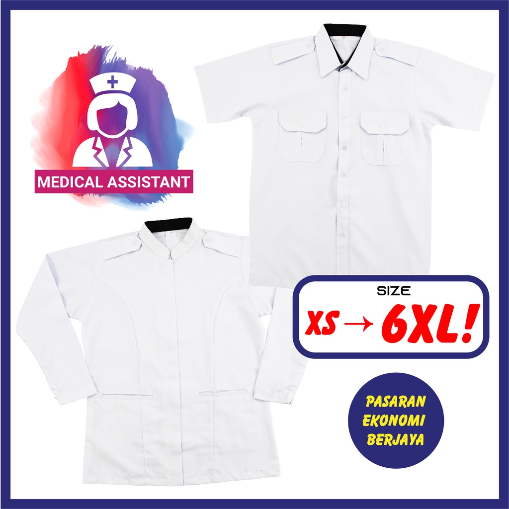 BAJU MEDICAL ASSISTANT/ UNIFORM (MA)/ PEMBANTU PEGAWAI PERUBATAN (PPP)/ READY STOCK/ KEMEJA PUTIH FORMAL/ BAJU TEKSI