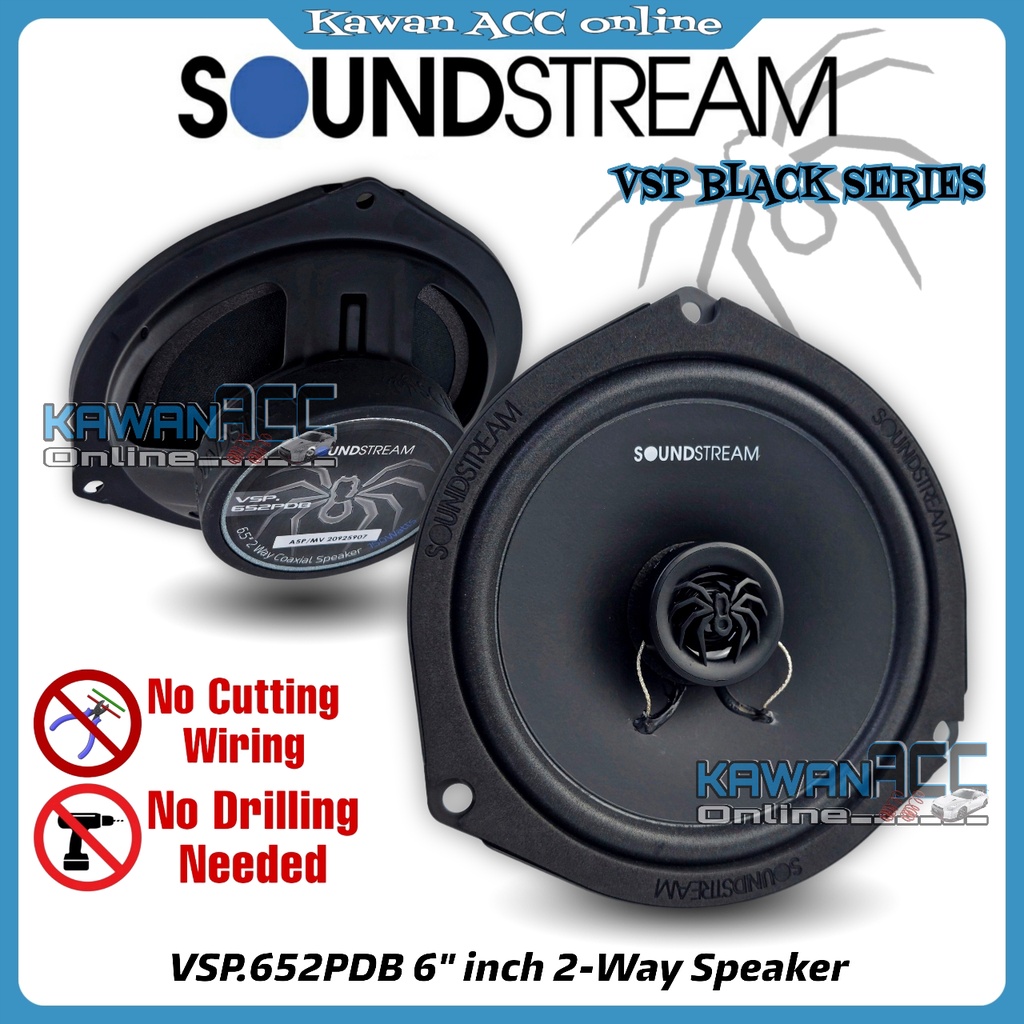 Soundstream VSP Black Series 2way Plug Play Coaxial Speaker 6 VSP