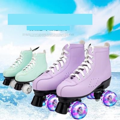 Polychromatic color major professional beginner skating shoe Adult kids double row roller skates skates shoes men women girl students fashion double row roller skates shoes four wheel flash