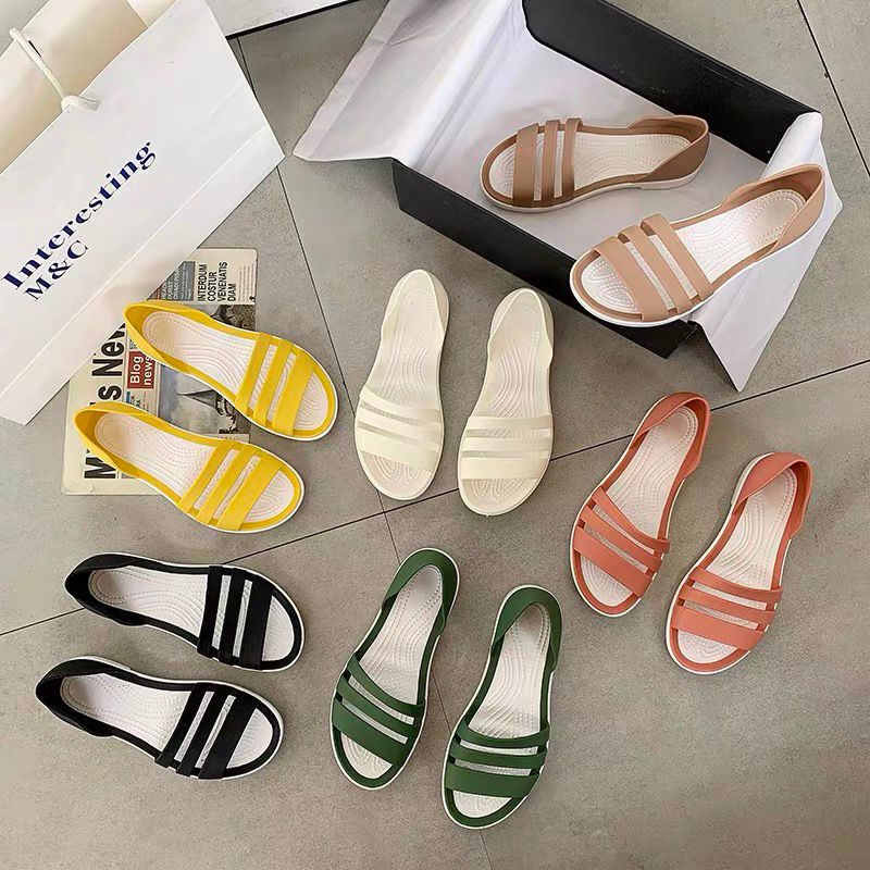READY STOCK | Ladies Sandals Jelly Flat Slip On Women Slipper Casual Wear Comfortable Selipar Perempuan Sandal Wanita