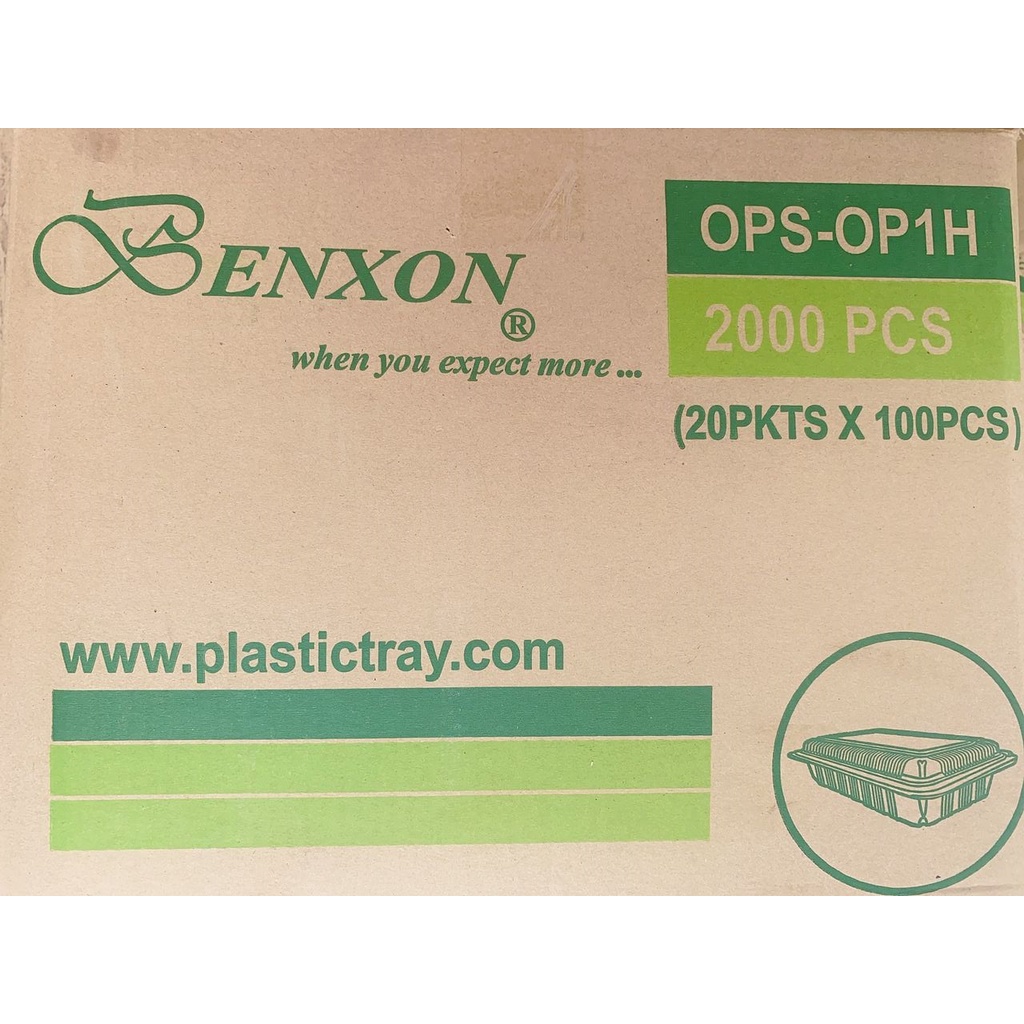 Benxon OP1H Bakery Disposable Plastic Clear Food Box (20PKTX100PCS