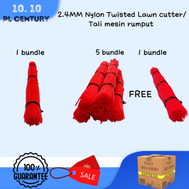 2.4mm Nylon Twisted Lawn cutter /tali mesin rumput siap potong (160gm)