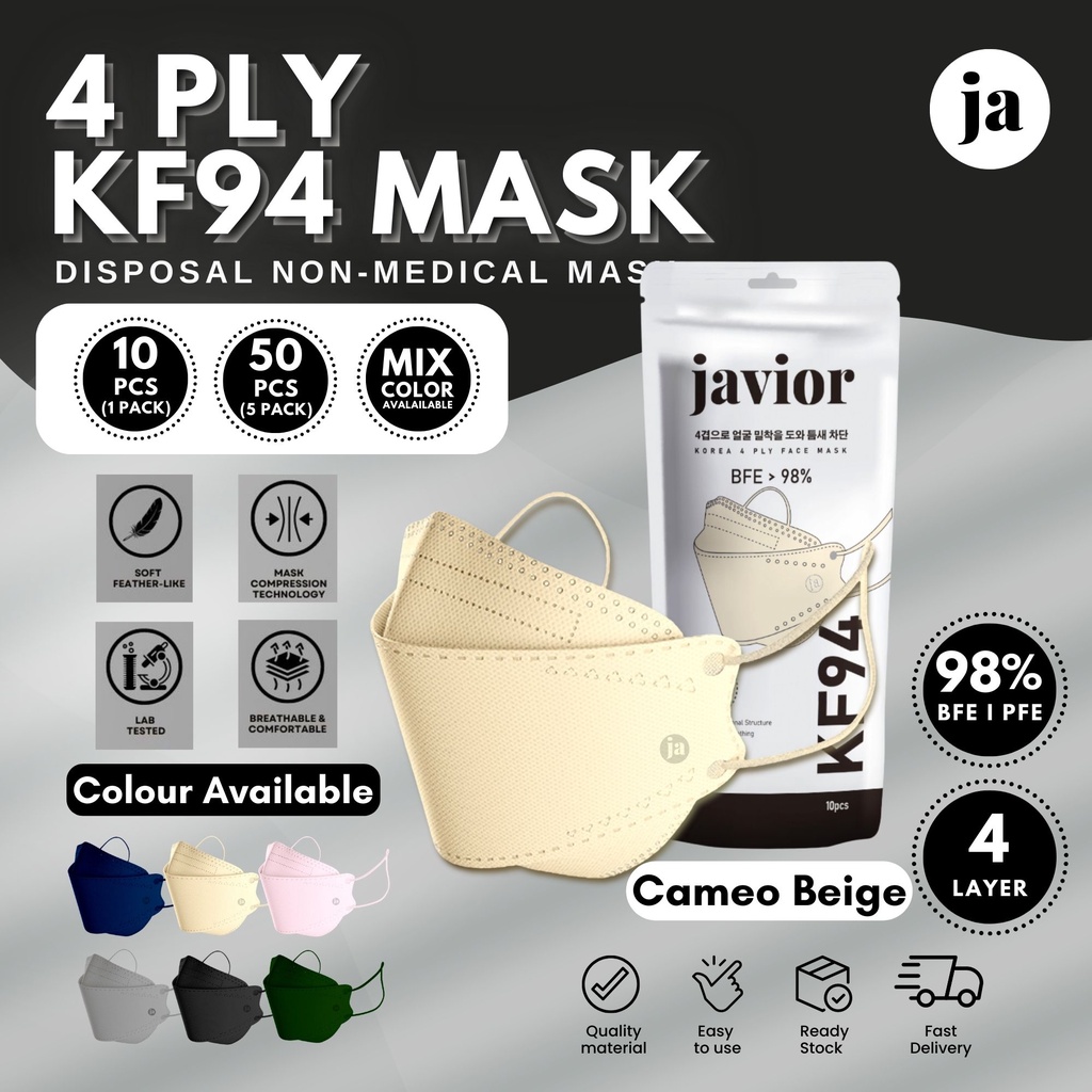 [Javior] Javior Face Mask Premium Cameo Beige 50pcs KF94 Earloop Face