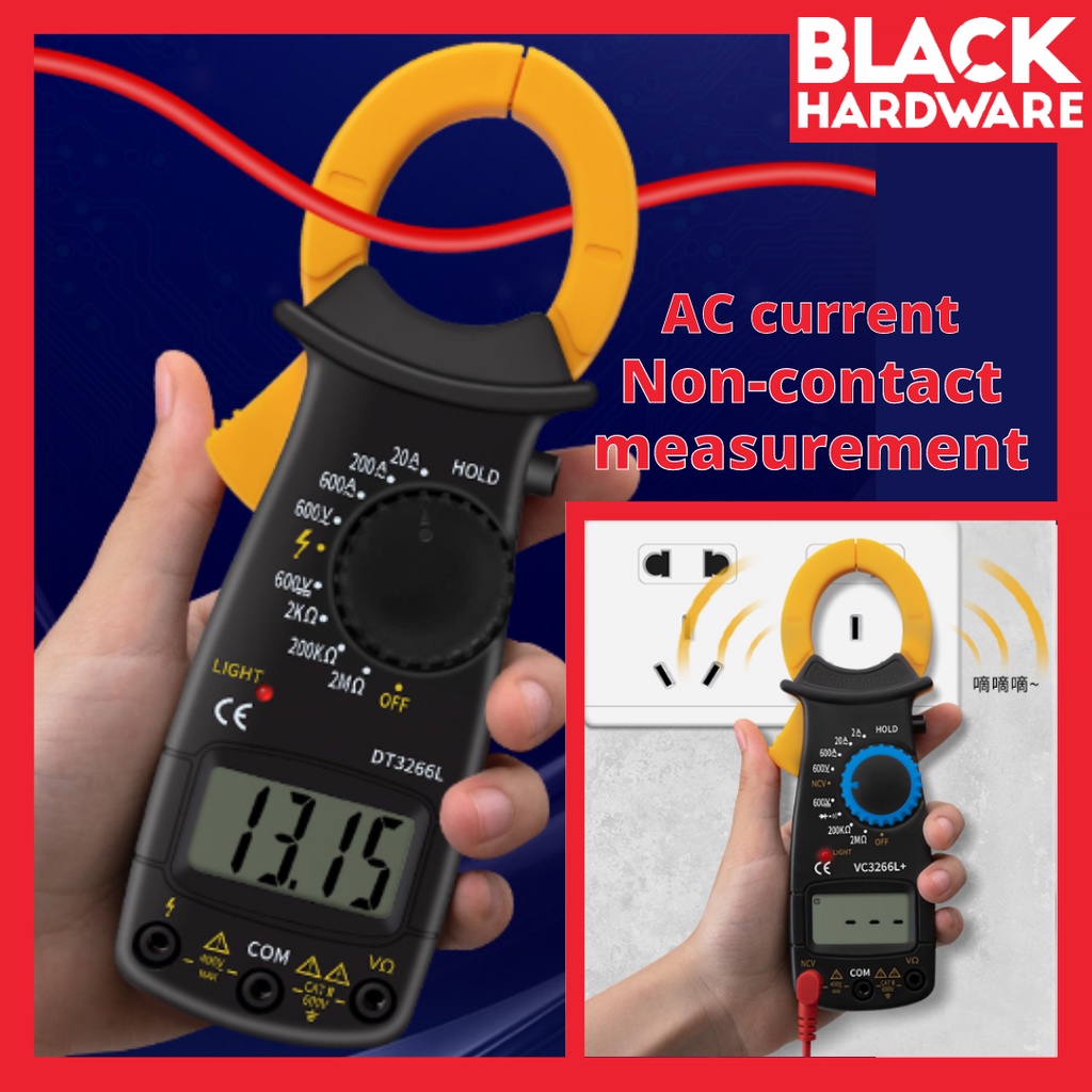 Black Hardware VC3266L+ Digital Clamp Voltage Tester AC Ammeter 4000