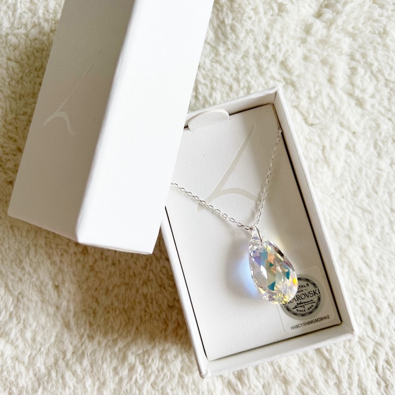 Lovisa Swarovski Large Facet Tear Drop Crystal Necklace in box | Rantai Leher Swarovski 项链