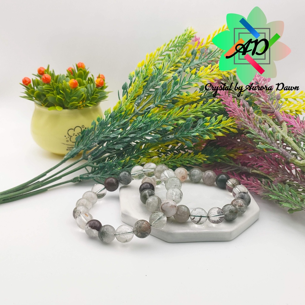 AD074 Green Phantom 绿幽灵 Natural Healing Crystal Bracelet 天然疗愈水晶手链