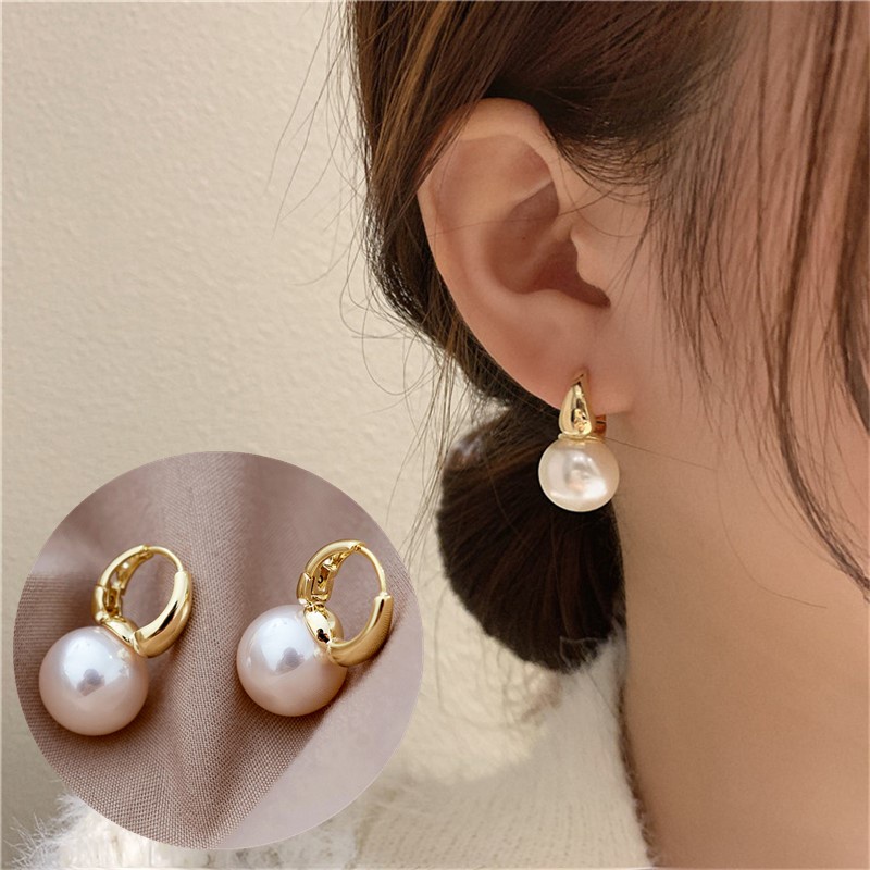 Fashion Pearl Drop Earrings For Women Gold Color Wedding Jewelry Simple Bridal Dangle Earring