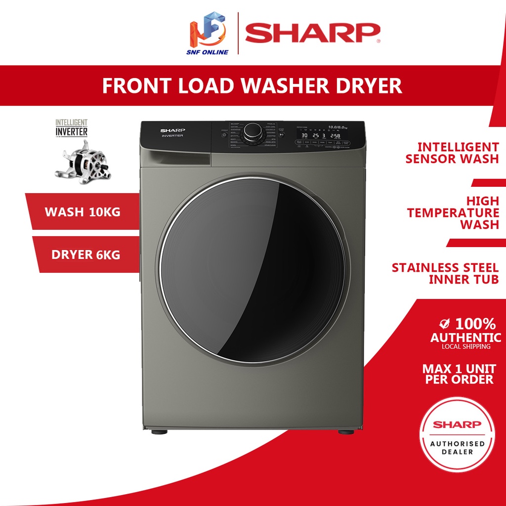 Sharp 2 In 1 Front Load Washer Dryer (10 kg) ESFWV10088 Shopee Malaysia