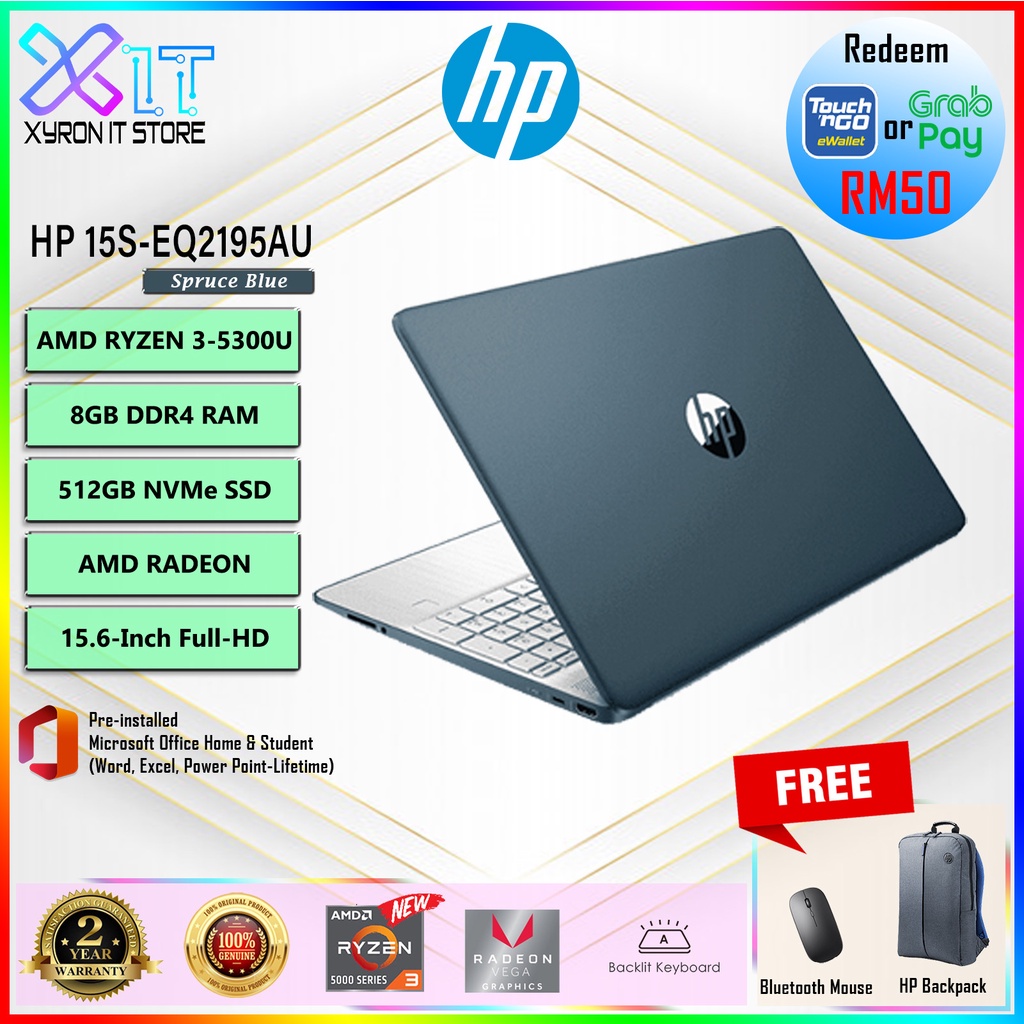 Hp 15s Eq2195au2196au2197au Amd Ryzen 3 5300u8gb Ram512gb Ssdwin 11office 2021156 Full 2103