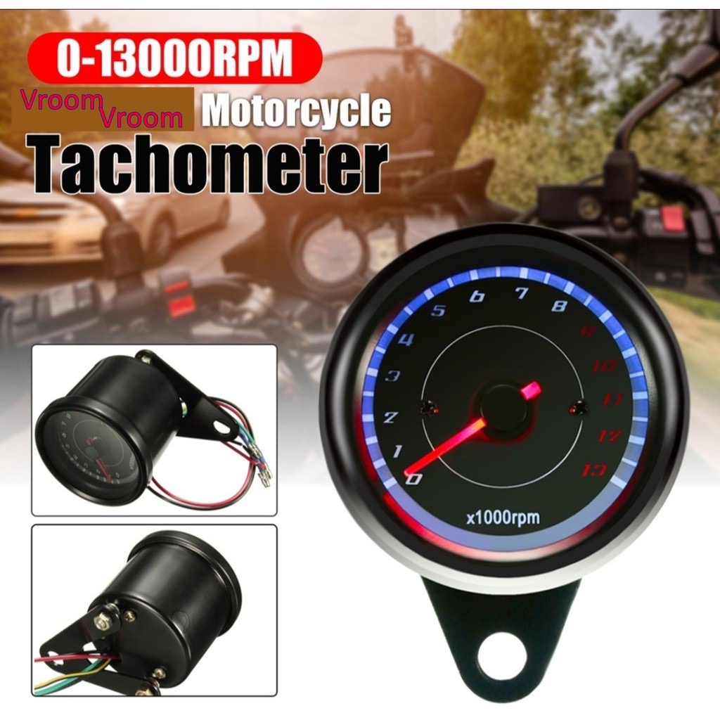 12V RPM METER UNIVERSAL CAR MOTORCYCLE 13K RPM TACHOMETER METER WITH LED BACKLIGHT MODIFY RPM METER