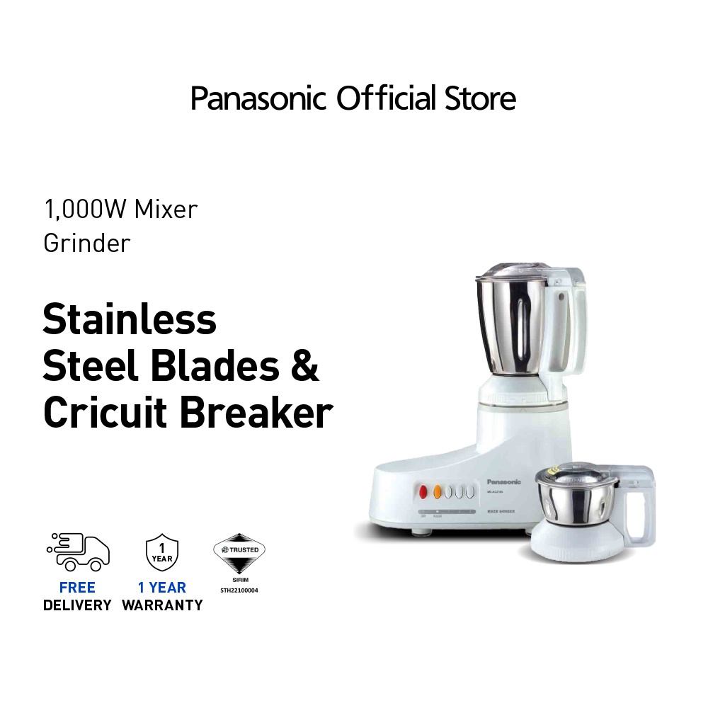 PANASONIC MX-AC210 Mixer Grinder 1000W 1.0L MX-AC210SWUA 2 Jar Stainless Steel