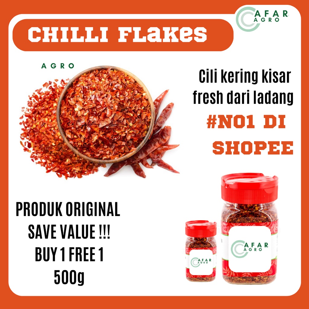 Chili flakes Cili kisar original Terengganu sesuai untuk pelbagai jenis
