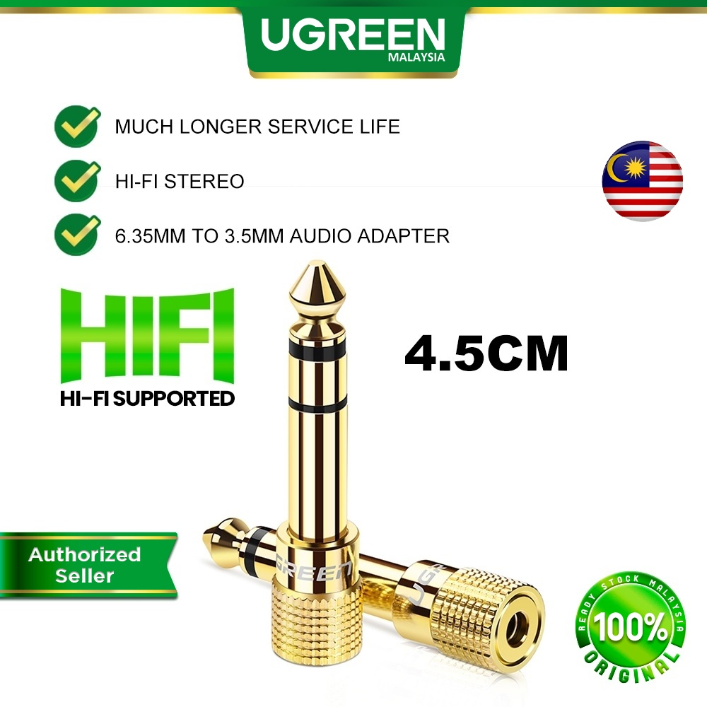 UGREEN 4.5CM Gold Plated 6.35mm Male to 3.5mm Female Adapter Stereo Audio Converter Connector Home Audio Equipment