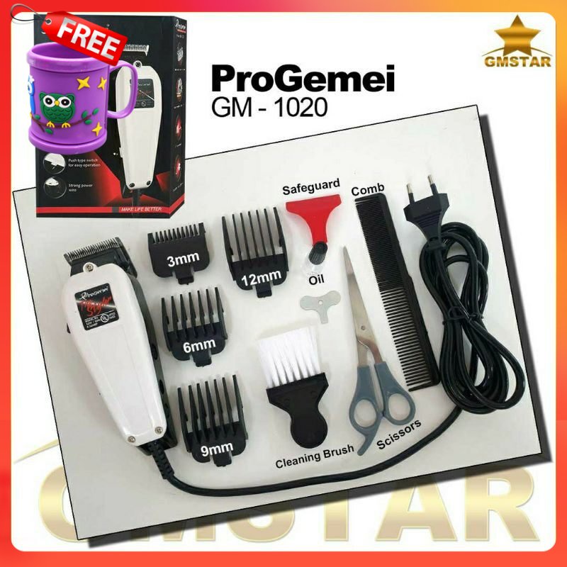 FREE GIFT New Arrival ProGemei GM-1020 GM1020 Wire Professional Hair Clipper Hair Trimmer Stainless Steel Blade