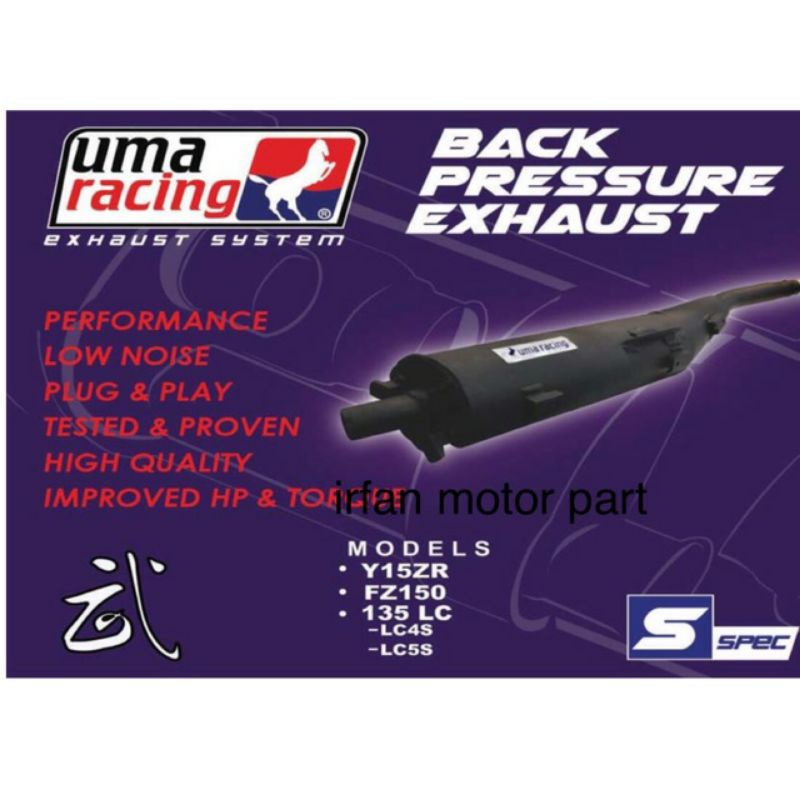 Uma Racing Exhaust Pipe for Y16ZR , Y15ZR & LC135 Back Pressure & Tru Pressure Exhaust Shopee