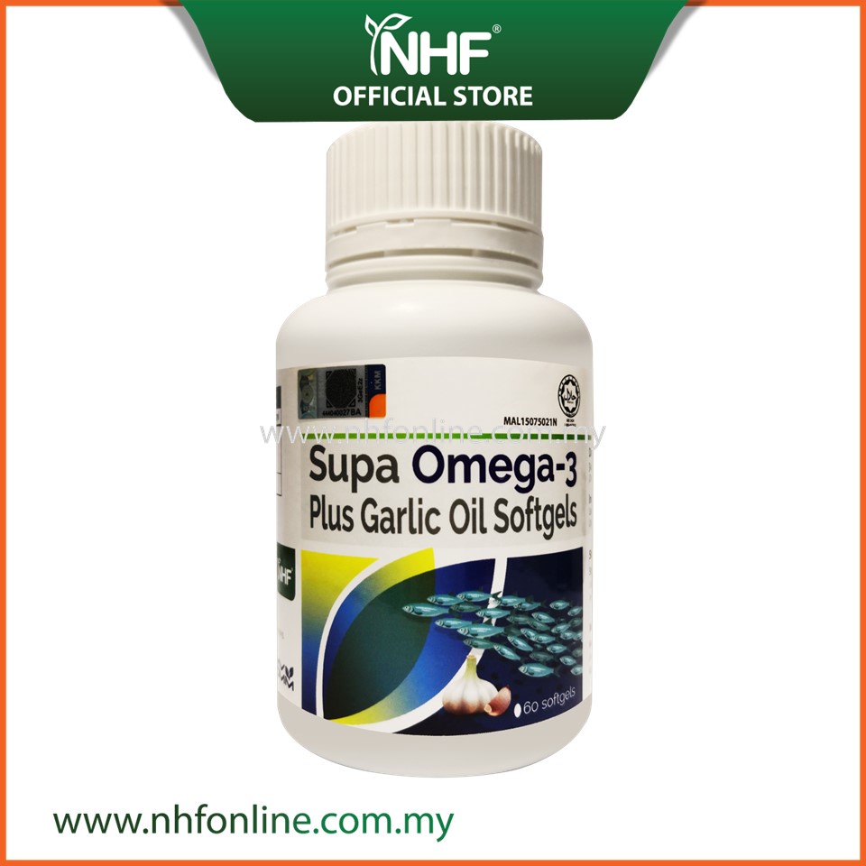 NHF Supa Omega 3 Plus Garlic Oil 60 Softgels Arctic Ocean Fish Oil