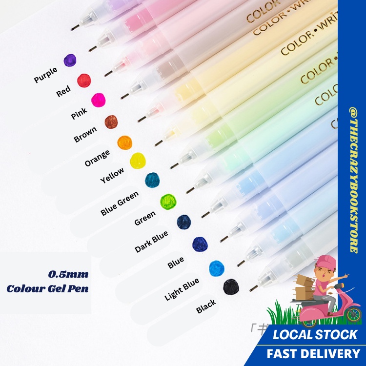 [Ready Stock] Muji Style Colorful Jelly Gel Pen 12 Colors 0.5mm Cute ...